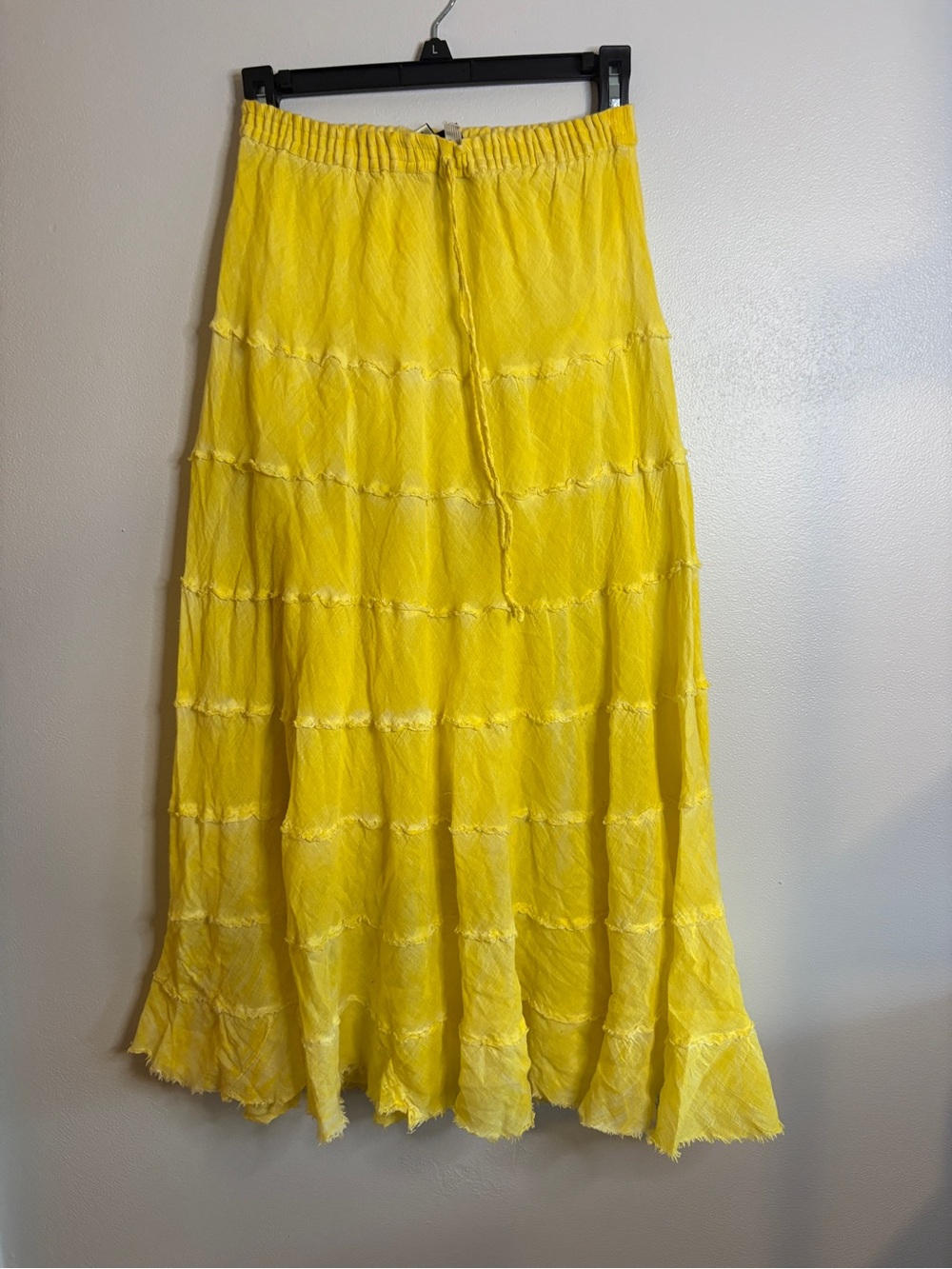 Bright Yellow Tiered Maxi Skirt with Elastic Waist